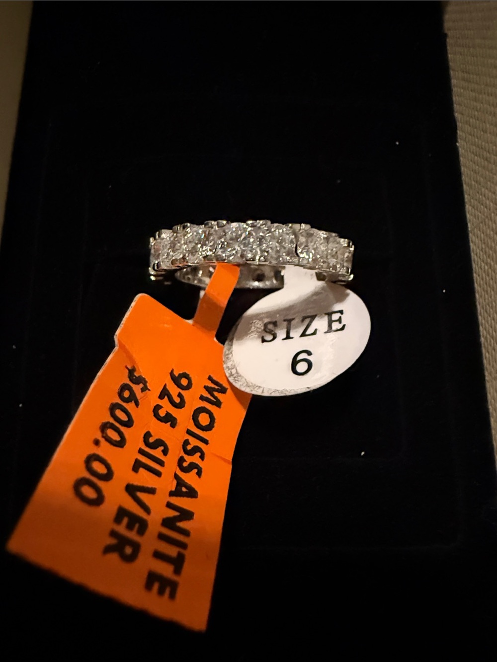 Sterling Silver 9.25 Moissanite Size 6 Eternity Band - Size 6